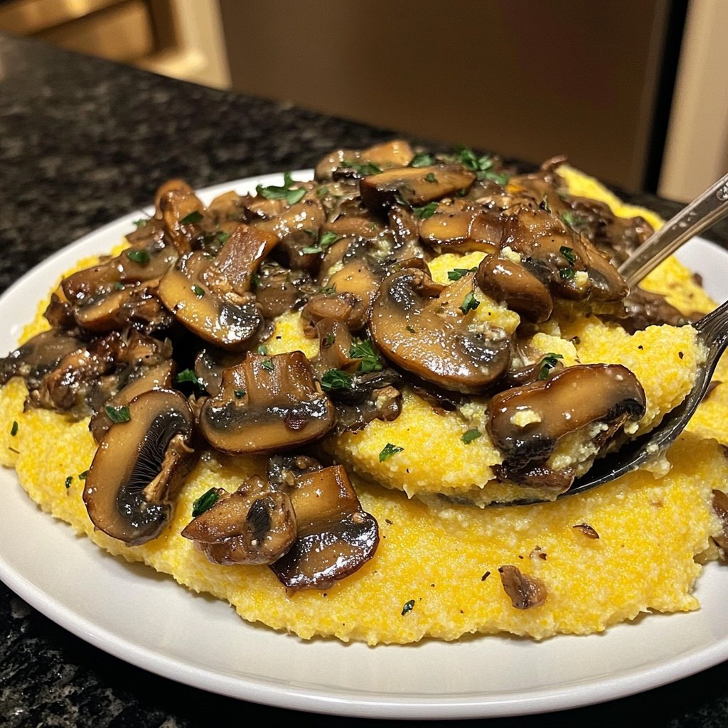 Romantic Creamy Polenta with Mushrooms