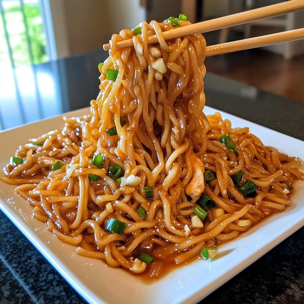 Sticky Garlic Chicken Noodles