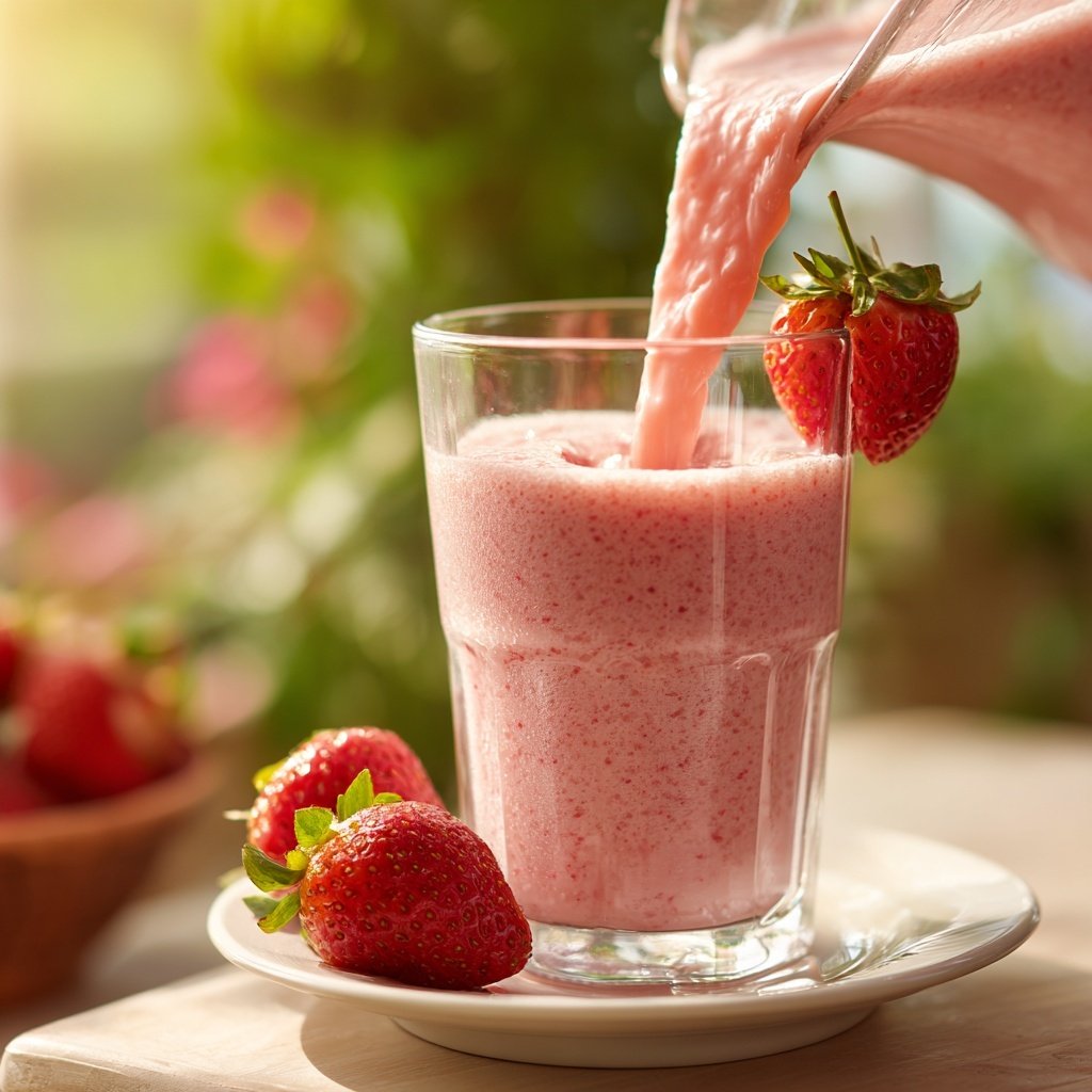 Strawberry Smoothie With Milk