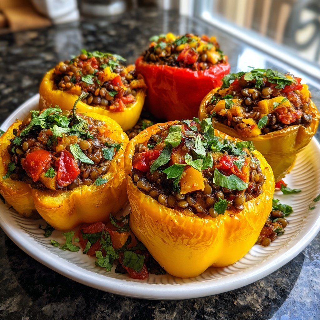 Healthy Dinner Lentil Stuffed Peppers