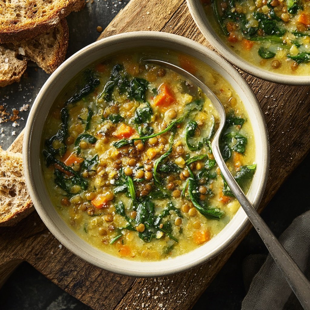 Healthy Crockpot Spinach Lentil Soup