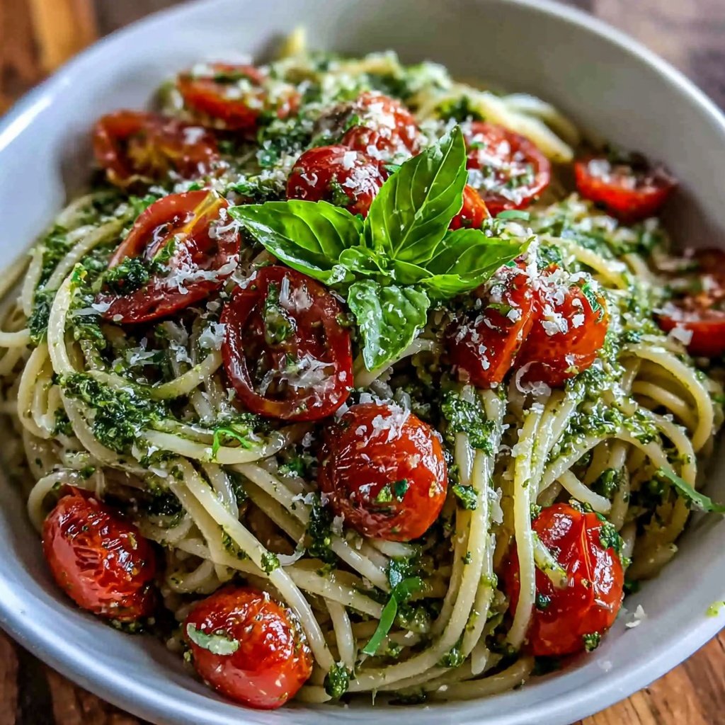 Angel Hair Pasta With Pesto And Tomatoes