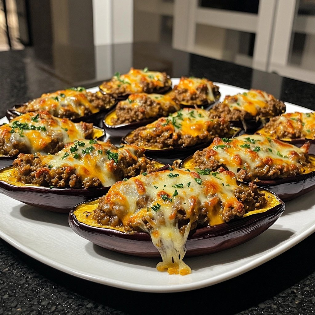 Ground Beef Stuffed Eggplant