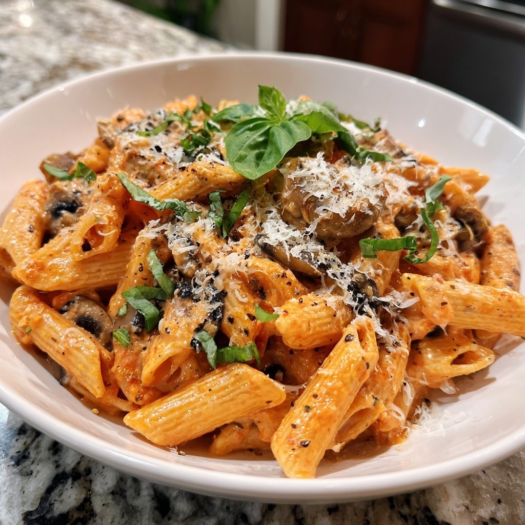 Romantic Creamy Tomato Mushroom Pasta