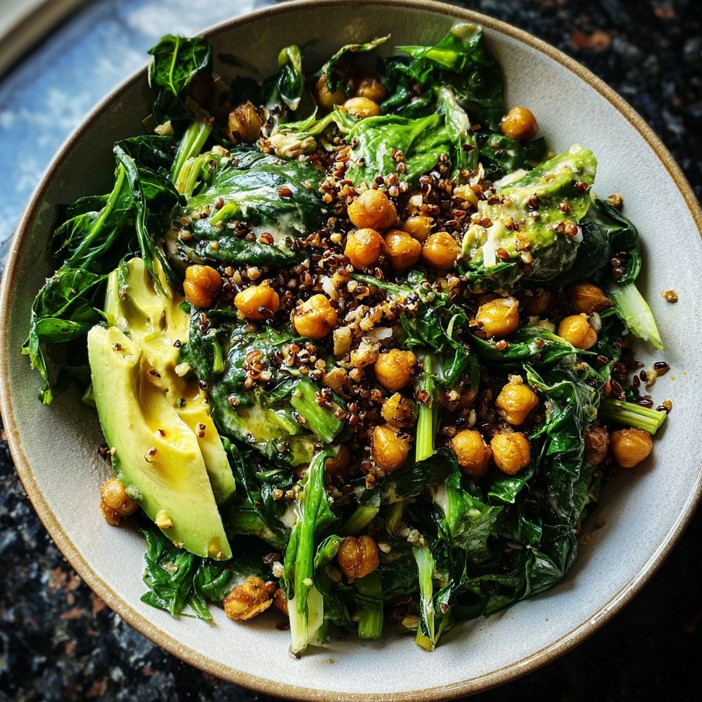 Healthy Lunch Spinach Chickpea Grain Bowl