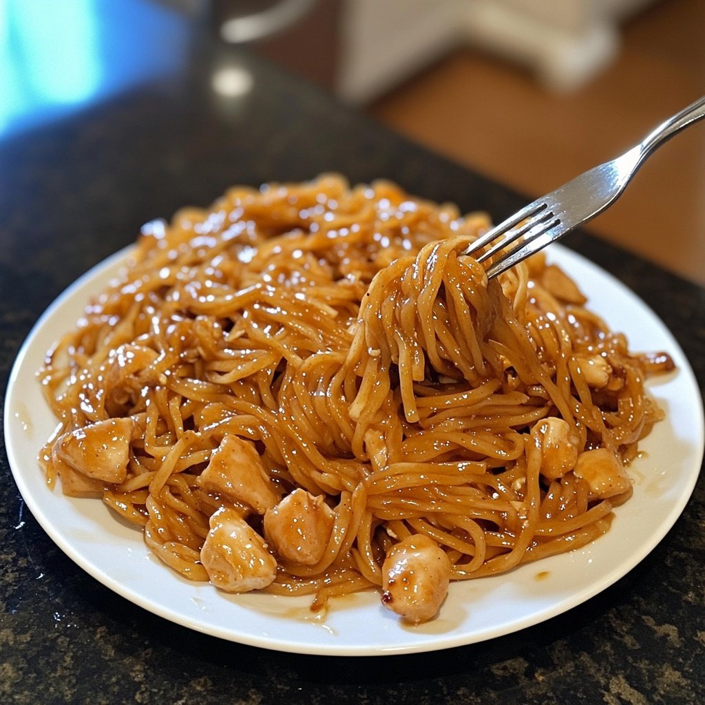 Sticky Garlic Chicken Noodles
