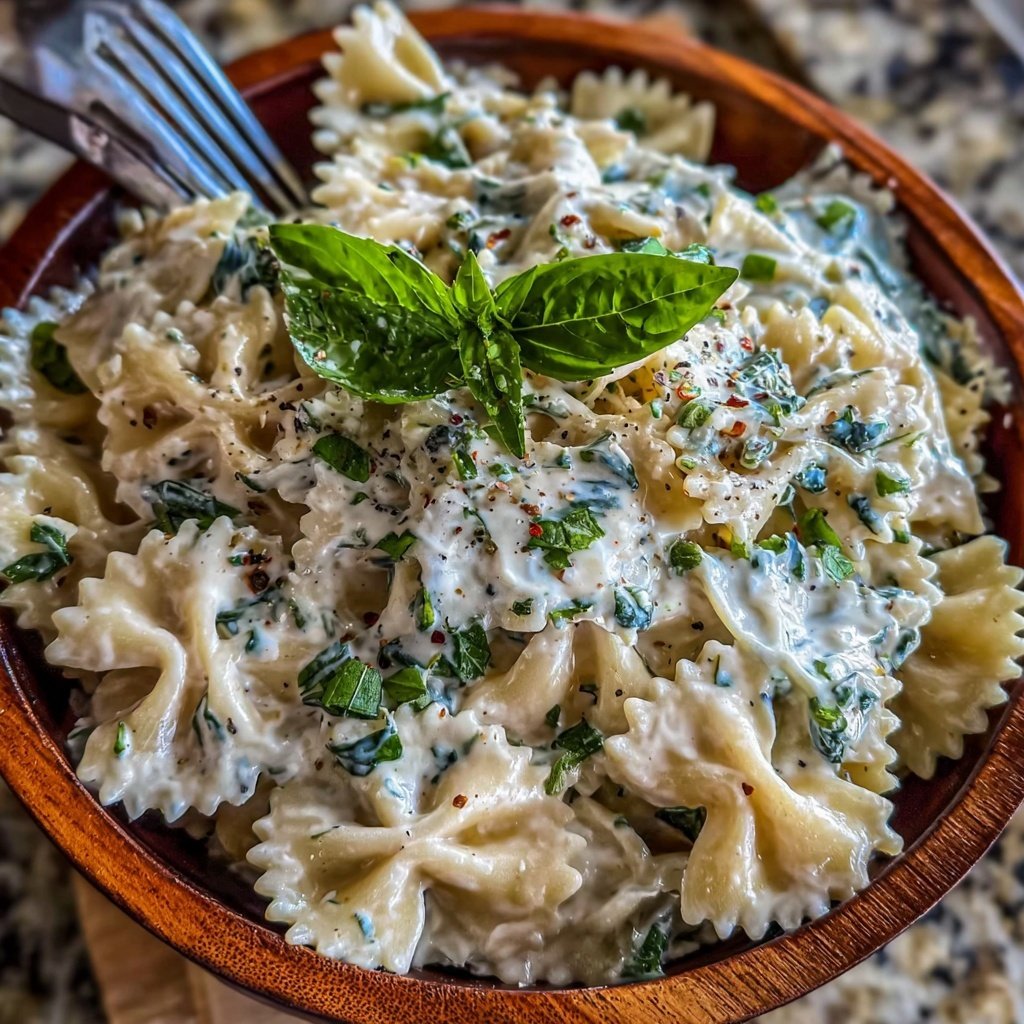Bow Tie Pasta With Spinach Alfredo