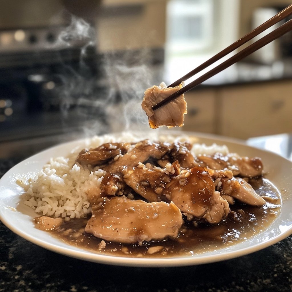 Caramelised Soy Chicken in Garlic Ginger Broth with Rice