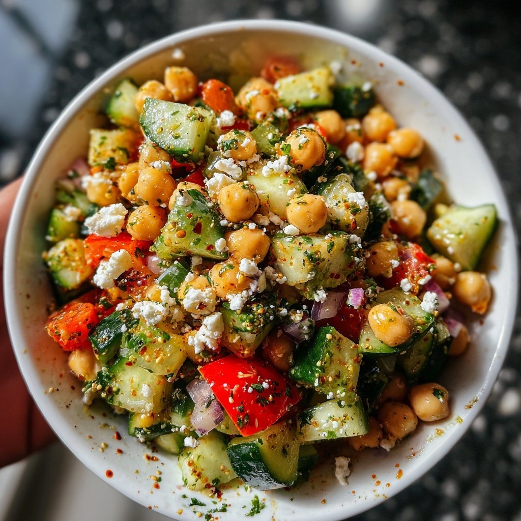 Healthy Lunch Cucumber Chickpea Salad