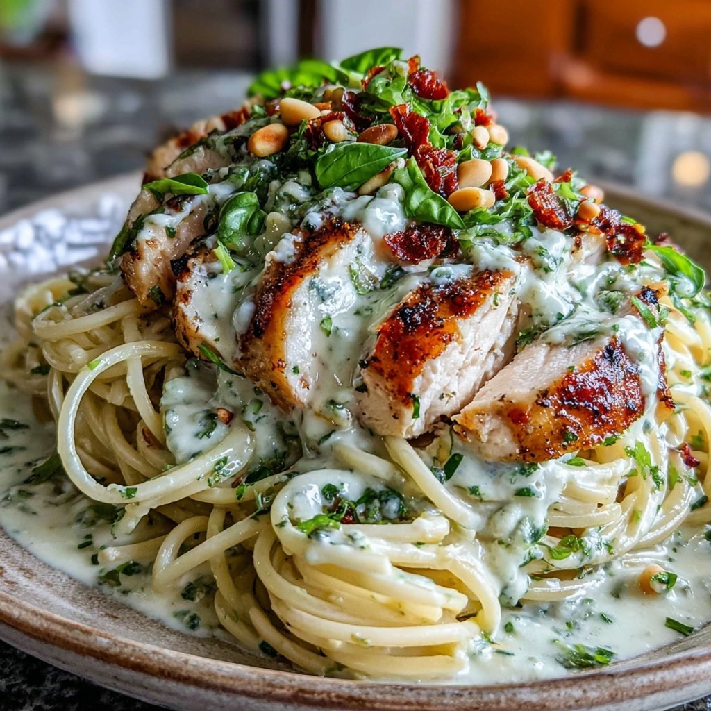 Chicken Pasta With Creamy Pesto Sauce