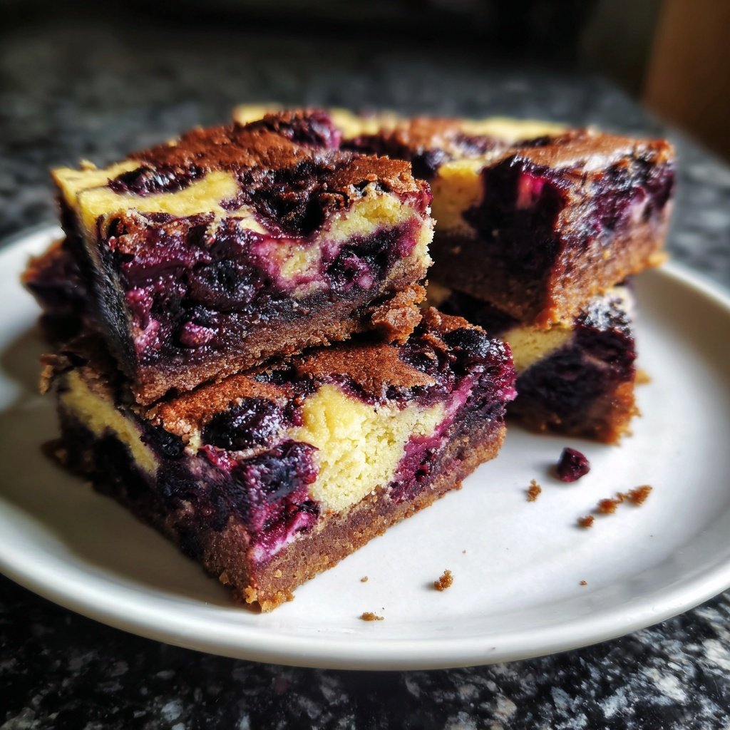 Cottage Cheese Brownies with Blueberry Swirl