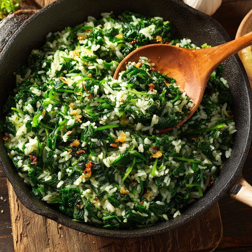 Spinach Garlic Rice Skillet
